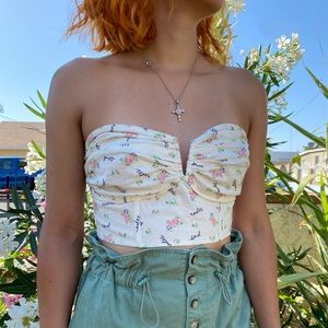 LPA Shirred Bandeau Bustier floral SZ S